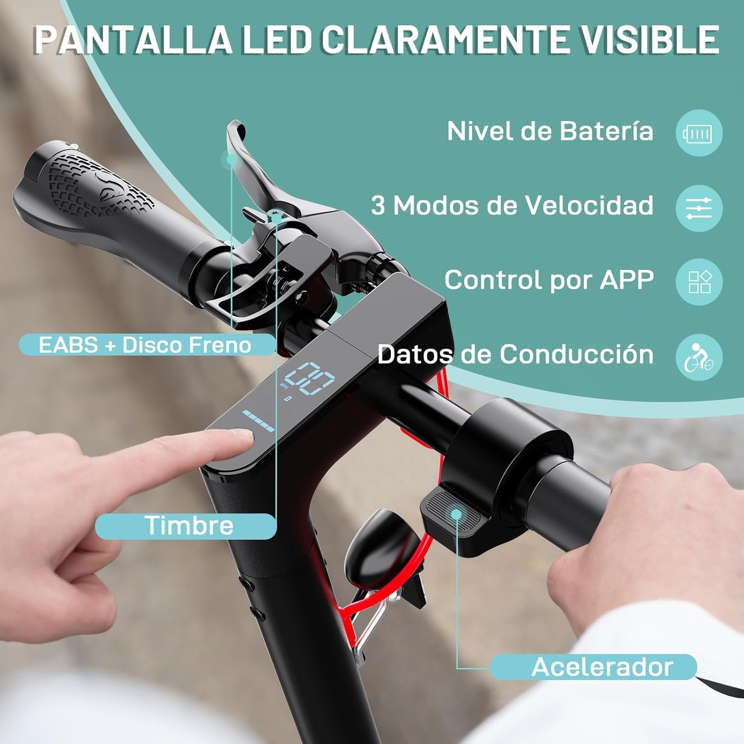 Tragbarer Elektroroller für Erwachsene – 630W Motor, bis zu 16 MPH, 18 Meilen Reichweite, 8,5″ Vollgummireifen, klappbar, LCD-Display, App-Steuerung, Dual-Scheibenbremsen - Imagen 5