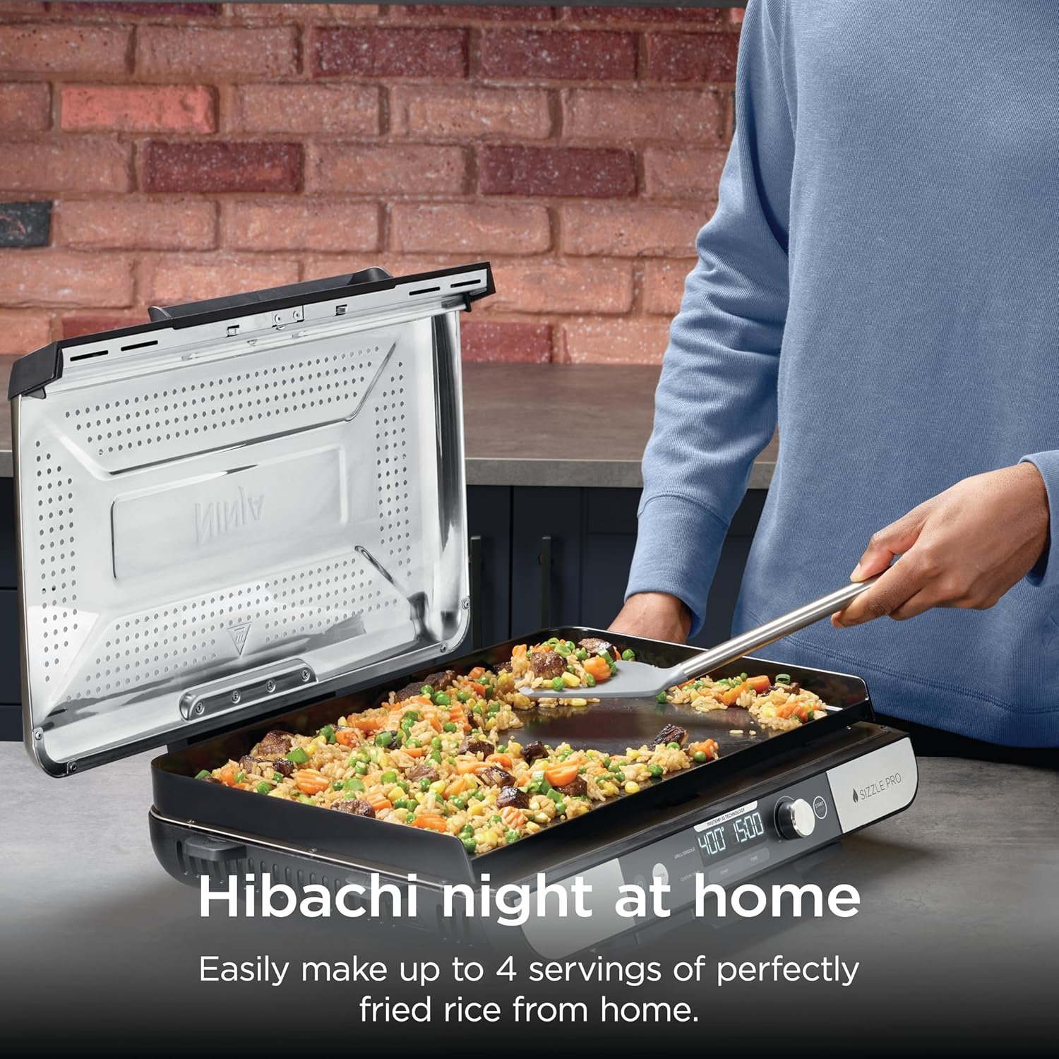 Ninja Sizzle Pro XL Indoor Grill & Flat Plate – Non-Stick Ceramic Plates, Detachable Lid, Grease Catch & Recipe Guide (Silver/Black GX101UK) - Bild 10