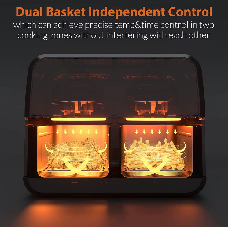 Keplin Dual Zone Air Fryer ?C Extra-Large 9L Capacity, 6 Cooking Functions, Energy-Saving Family Cooker for Roasting, Baking & Crisping - Bild 6